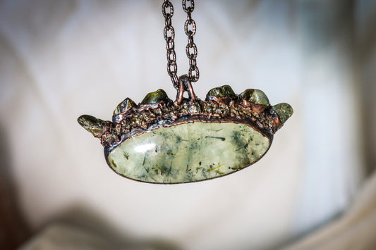 Prehnite & Pyrite Mystical Forest Necklace (Oval)