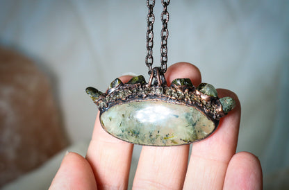 Prehnite & Pyrite Mystical Forest Necklace (Oval)