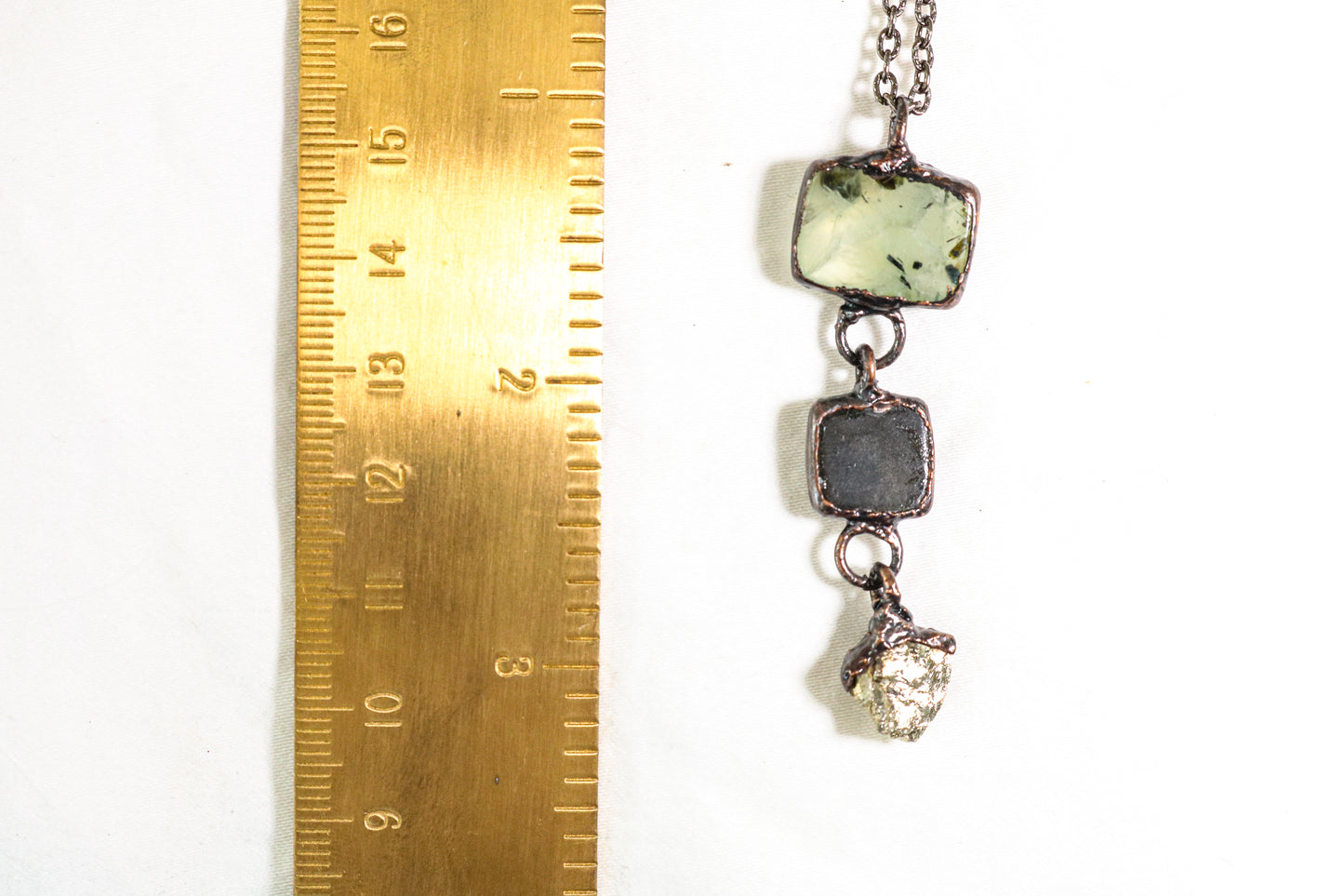 Prehnite, Gold Sheen Obsidian, Pyrite Mystical Forest Necklace