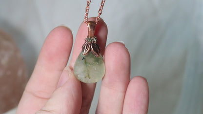 Prehnite & Pyrite Mystical Forest Necklace (Pear)