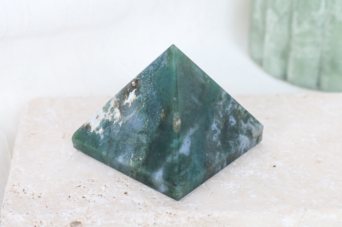 Crystal 2" Pyramids | Larvikite | Black Tourmaline | Moss Agate | Green Aventurine