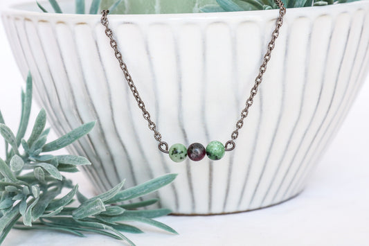 Ruby Zoisite Bead Necklace