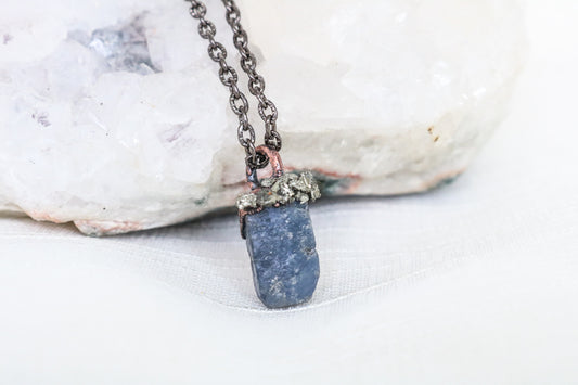 Raw Sapphire & Pyrite Necklace