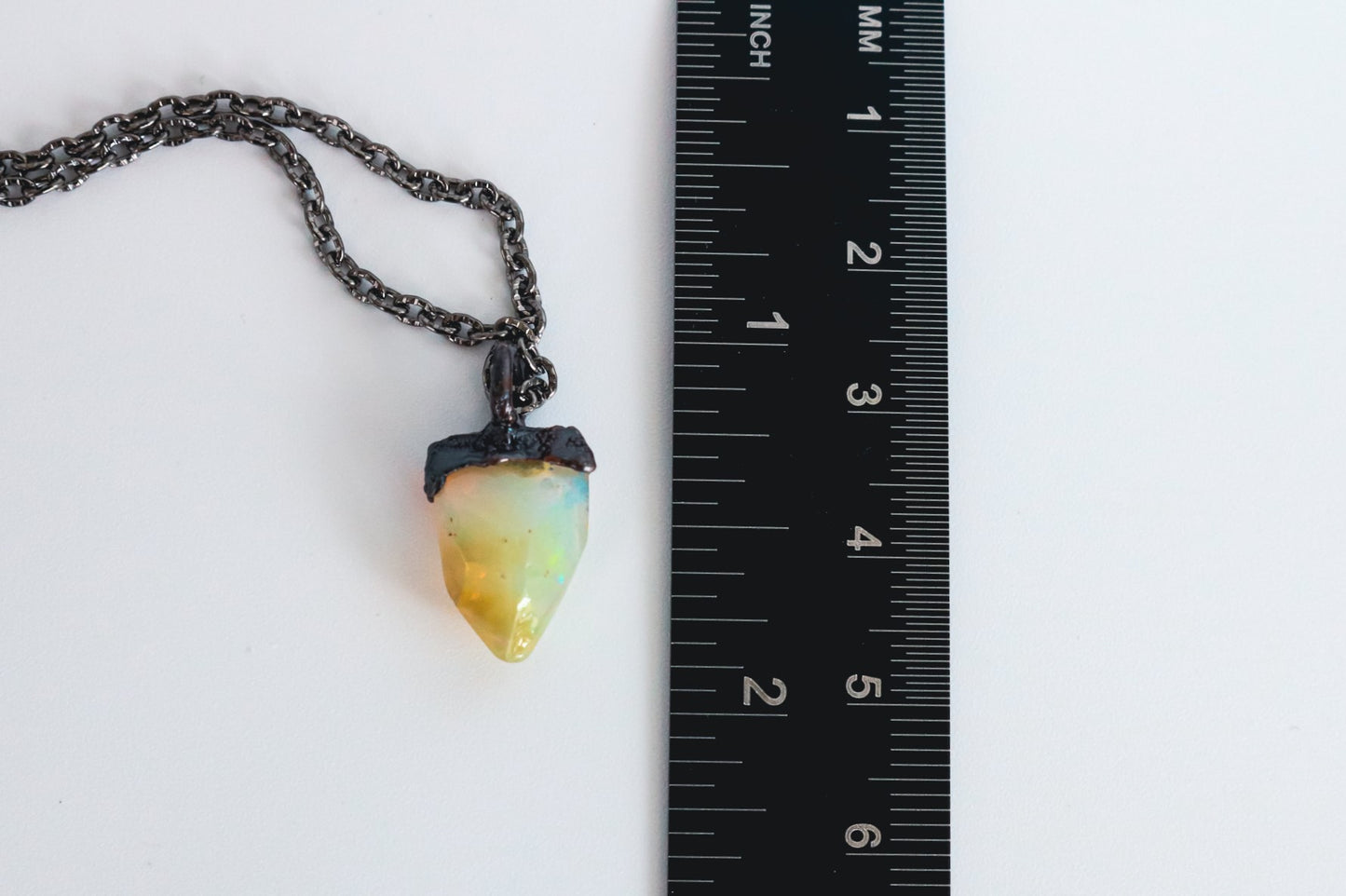 Ethiopian Opal Gunmetal Necklace