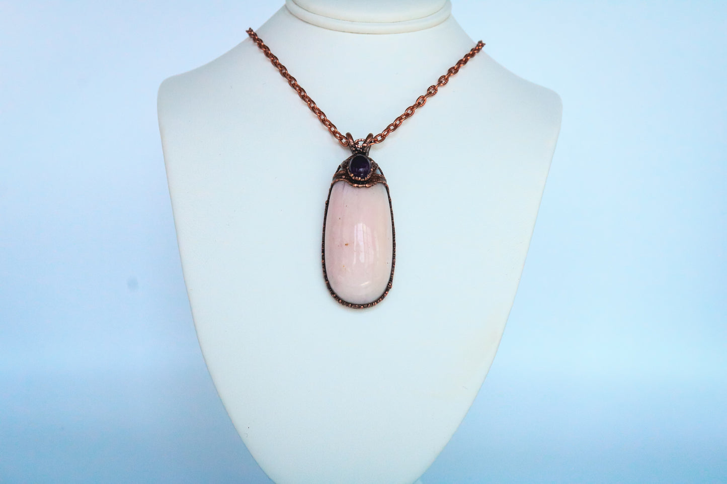 Pink Opal with Amethyst Necklace