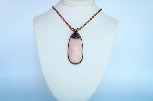 Pink Opal with Amethyst Necklace