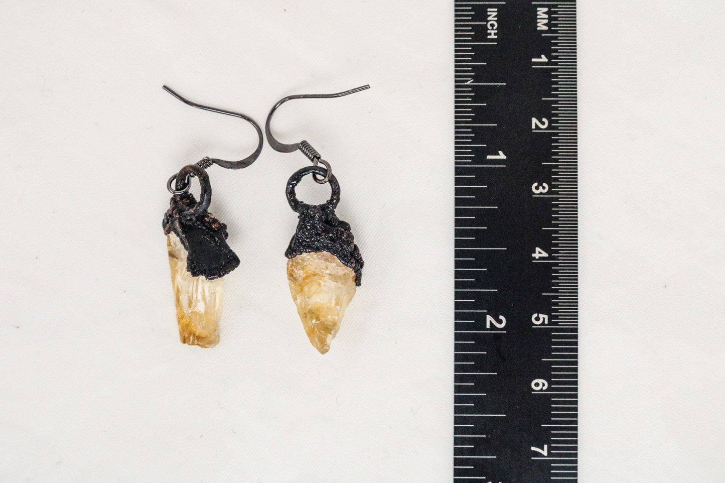 Raw Citrine & Pyrite Earrings