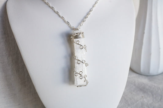 Wire Wrapped Selenite Necklace
