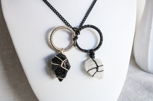 Obsidian & Icicle Calcite Balance Necklace